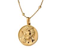 LKBEADS Collana argento sterling 925 24 mm 18 pollici ciondolo corona spine Gesù Cristo crocifisso protezione per donne croce cristiana placcatura oro|LKRPG_00432