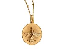 LKBEADS Collana argento sterling 925 24 mm catena 18 pollici ciondolo persiano antico faravahar moneta zoroastriana simbolo spirituale farohar farvahar placcatura oro|LKRPG_00417