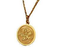 LKBEADS Collana argento sterling 925 24 mm catena 18 pollici falco uccello compleanno gioielli placcati oro |LKRPG_01383