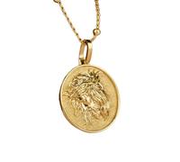 LKBEADS Collana argento sterling 925 24 mm catena 18 pollici icona sacra Cristo, volto gioielli corona spine per la protezione placcatura oro|LKRPG_00461