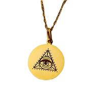 LKBEADS Collana argento sterling 925 24 mm catena 18 pollici illuminati che tutto vede della provvidenza per la mamma placcati oro |LKRPG_01555