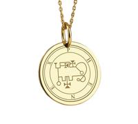 LKBEADS Collana argento sterling 925 24 mm catena 18 pollici sigillo Ars Goetia gioielli demone occulto talismano chiave minore di Salomone moneta placcatura oro|LKRPG_00676