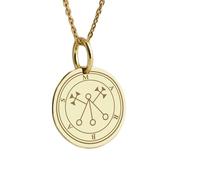 LKBEADS Collana argento sterling 925 24 mm catena 18 pollici sigillo Marbas Ars Goetia Jewelry ciondolo Chiave di Salomone minore amuleto demoniaco talismano occulto || placcatura oro|LKRPG_00679