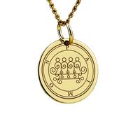 LKBEADS Collana argento sterling 925 24 mm catena 18 pollici sigillo Paimon Ars Goetia Jewelry Chiave di Salomone Minore Demone amuleto occulto talismano gotico placcatura oro|LKRPG_00677