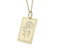 LKBEADS Collana argento sterling 925 24x16 mm catena da 18 pollici ciondolo a forma nascita gloria mattutina dei tarocchi gioielli fiori rettangolari settembre placcatura oro|LKRPG_00164