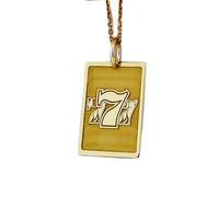 LKBEADS Collana argento sterling 925 24x18 mm catena 18 pollici 7 numeri sette rettangolare per amanti del casinò disco gioco placcati oro |LKRPG_02059