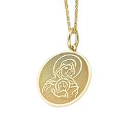 LKBEADS Collana argento sterling 925 25 mm catena 18 pollici ciondolo con moneta Vergine Maria Madre Dio cristiani per la Madonna e dei bambini placcatura oro|LKRPG_00017
