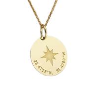 LKBEADS Collana argento sterling 925 25 mm catena 18 pollici viaggiatore e moneta gioielli stella polare coordinate placcatura oro|LKRPG_00068