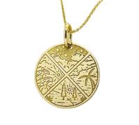 LKBEADS Collana argento sterling 925 28 mm catena 18 pollici a disco delicati il tempo atmosferico delicato la natura placcati oro|LKRPG_00847