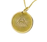 LKBEADS Collana argento sterling 925 28 mm catena 18 pollici che tutto vede delicato gioiello terzo dell'occhio della provvidenza per la protezione dal malocchio mistico placcatura oro|LKRPG_00875