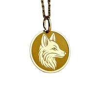 LKBEADS Collana argento sterling 925 28 mm catena 18 pollici gioielli con mito giapponese della volpe kitsune ciondolo kumiho inciso amuleto per donne e uomini compleanno placcatura oro|LKRPG_00708