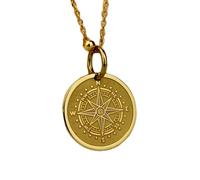 LKBEADS Collana argento sterling 925 28 mm catena 18 pollici gioielli moneta incisa di navigazione stella polare placcatura oro|LKRPG_00808