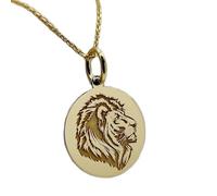 LKBEADS Collana argento sterling 925 28 mm catena 18 pollici gioiello moneta forma testa ciondolo disco selvaggio delicata incisione un animale selvatico placcato oro|LKRPG_00815