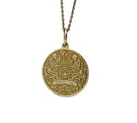 LKBEADS Collana argento sterling 925 28 mm catena 18 pollici memento mori a forma di teschio con moneta amor fati stoicismo filosofia placcati oro|LKRPG_00579