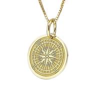 LKBEADS Collana argento sterling 925 30 mm catena 18 pollici disco per la navigazione gioielli stella polare grazioso placcatura oro viaggiatore|LKRPG_00128