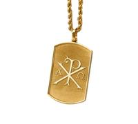 LKBEADS Collana argento sterling 925 30x19 mm da 18 pollici Rho, gioiello cristiano Rho simbolo religioso e a corda placcatura oro|LKRPG_00512