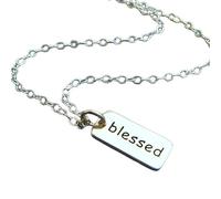 LKBEADS Collana benedetta in argento sterling 925. Gioielli di fede. Citazione ispiratrice. Citazione religiosa. Ciondolo spirituale. Piccolo ciondolo con parola | Con catena da 18 pollici | Placcato