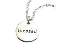 LKBEADS Collana benedetta in argento sterling 925. Piccoli gioielli ispiratori. Citazione ispiratrice, motto e affermazione. Ciondolo con una semplice parola. Fede. Regalo per lei. | Con catena da 18