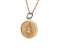 LKBEADS Collana con ciondolo a forma di albero sempreverde in rilievo, realizzata in argento sterling 925 con placcatura in oro, catena a maglia da 45 cm, fatti a mano |LK_EMBO_00678