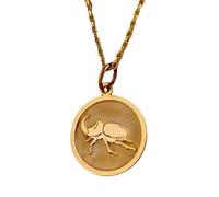 LKBEADS Collana con ciondolo a forma di ape placcato oro|LK_NLC_01123 | a disco rotondo e catena a maglia da 45 cm, gioiello minimalista ispirato alla natura e inciso con insetti, idea regalo.