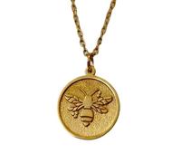 LKBEADS Collana con ciondolo a forma di ape placcato oro |LK_NLC_01639 | a medaglione rotondo a forma di ape da 22 mm con catena a maglie da , gioiello simbolico ispirato alla natura, regalo per