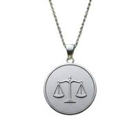 LKBEADS Collana con ciondolo a forma di bilancia della giustizia in rilievo, realizzata in argento sterling 925 con placcatura in argento, catena a maglia da 45 cm, |LK_EMBO_00901