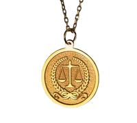 LKBEADS Collana con ciondolo a forma di bilancia della giustizia in rilievo, realizzata in argento sterling 925 con placcatura in oro, catena a maglia da 45 cm, |LK_EMBO_00213