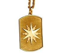 LKBEADS Collana con ciondolo a forma di bussola nautica 3D rettangolare in argento sterling 925 con catena a maglia fine da 45 cm e ciondolo placcato oro. Gioiello ricco di significato |LKD_3DM_00104