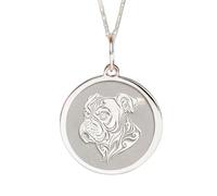 LKBEADS Collana con ciondolo a forma di cane boxer|LK_NLC_02280 | a disco rotondo inciso da 24 mm per amanti dei cani, con catena a maglia da 45 cm, significativa per gli animali domestici.