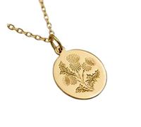 LKBEADS Collana con ciondolo a forma di cardo scozzese, realizzata in argento sterling 925 placcato oro, con catena a maglia fine da 45 cm. Gioielli fatti a mano per uomo e donna |LKD_EGP_00043