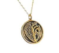 LKBEADS Collana con ciondolo a forma di cervello o cuore in rilievo, realizzata in argento sterling 925 con placcatura in oro, catena a maglia da 45 cm, fatti a mano |LK_EMBO_00298