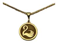 LKBEADS Collana con ciondolo a forma di cigno con moneta incisa, 24 mm, con catena a maglie da 18 pollici | Argento sterling placcato oro | Gioiello regalo unisex | LK_PNDN_1625