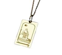 LKBEADS Collana con ciondolo a forma di coccodrillo inciso sulla carta dei tarocchi, realizzata in argento sterling 925 placcato oro, con catena a maglia fine da 45 cm. Gioielli fatti|LKD_EGP_00183