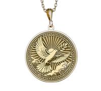 LKBEADS Collana con ciondolo a forma di colomba della pace in rilievo, realizzata in argento sterling 925 con placcatura in oro, catena a maglia da 45 cm, fatti a mano |LK_EMBO_00248