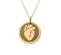 LKBEADS Collana con ciondolo a forma di cuore anatomico | LK_NLC_00772 | Medaglione rotondo medico placcato oro gioiello anatomico a forma di cuore da 28 mm, idea regalo