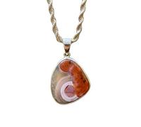 LKBEADS Collana con ciondolo a forma di cuore in argento sterling 925 con gemma di agata Crazy Lace naturale e catena a maglia fine, gioiello artigianale che aumenta la felicità |LK_SGMP_0036