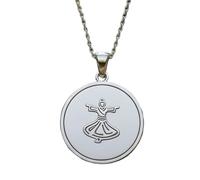 LKBEADS Collana con ciondolo a forma di derviscio vorticoso in rilievo, realizzata in argento sterling 925 con placcatura in argento, catena a maglia da 45 cm, |LK_EMBO_00819