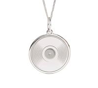 LKBEADS Collana con ciondolo a forma di disco in vinile con|LK_NLC_02234 | Catena a cavo da , a disco rotondo inciso al laser, pendente lucidato da 24 mm, spessore 15 mm, amante della musica, DJ