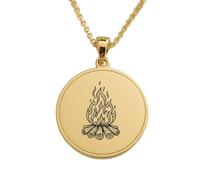 LKBEADS Collana con ciondolo a forma di falò/fuoco da campo, realizzata in argento sterling 925 placcato oro, con catena a maglia fine da 45 cm. Gioielli fatti a mano per uomo e donna |LKD_EGP_00813