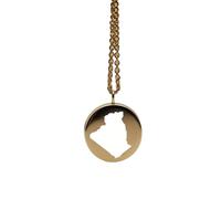 LKBEADS Collana con ciondolo a forma di mappa dell'Algeria in argento sterling 925, ciondolo rotondo, gioiello per uomo e donna, cavo da 45 cm, souvenir di viaggio, regalo,|LKN_MAP_00303