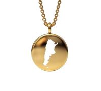 LKBEADS Collana con ciondolo a forma di mappa dell'Argentina in argento sterling 925, ciondolo rotondo, gioiello per uomo e donna, cavo da 45 cm, souvenir di viaggio, regalo,|LKN_MAP_00623