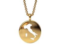 LKBEADS Collana con ciondolo a forma di mappa dell'Italia in argento sterling 925, ciondolo rotondo, gioiello per uomo e donna, cavo da 45 cm, souvenir di viaggio, regalo,|LKN_MAP_00491