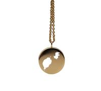 LKBEADS Collana con ciondolo a forma di mappa di São Tomé e Príncipe in argento sterling 925, ciondolo rotondo, gioiello con cavo da 45 cm, souvenir di viaggio, regalo,|LKN_MAP_00351