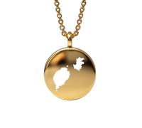 LKBEADS Collana con ciondolo a forma di mappa di São Tomé e Príncipe in argento sterling 925, ciondolo rotondo, gioiello con cavo da 45 cm, souvenir di viaggio, regalo,|LKN_MAP_00642