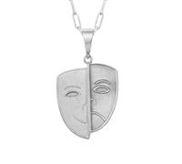 LKBEADS Collana con ciondolo a forma di maschera della commedia/tragedia in argento sterling 925 |LK5P_01364