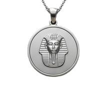 LKBEADS Collana con ciondolo a forma di maschera di Tutankhamon in rilievo, realizzata in argento sterling 925 con placcatura in argento, catena a maglia da 45 cm, fatti a mano |LK_EMBO_00876