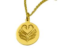 LKBEADS Collana con ciondolo a forma di moneta incisa a forma di cigno da 24 mm con catena a maglie da 18 pollici | Argento sterling placcato oro | Gioiello regalo unisex | LK_PNDN_1628