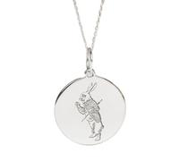 LKBEADS Collana con ciondolo a forma di moneta incisa a forma di coniglio Alice da 24 mm con catena a maglie da 18 pollici | Argento Sterling 925 | Gioielli regalo unisex | LK_PNDN_2006