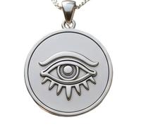 LKBEADS Collana con ciondolo a forma di occhio di Allah in rilievo, realizzata in argento sterling 925 con placcatura in argento, catena a maglia da 45 cm, fatti a mano |LK_EMBO_00797