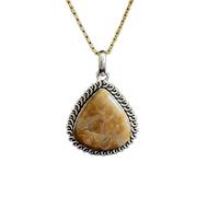 LKBEADS Collana con ciondolo a forma di pera in argento sterling 925 con gemma di agata Crazy Lace naturale e catena a maglia fine, portafortuna per la felicità |LK_SGMP_0153